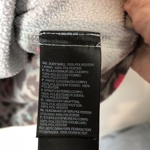 The North Face Girls' Gray Pink Animal Print Full Zip Fleece Hoodie Size XL - Picture 5 of 7